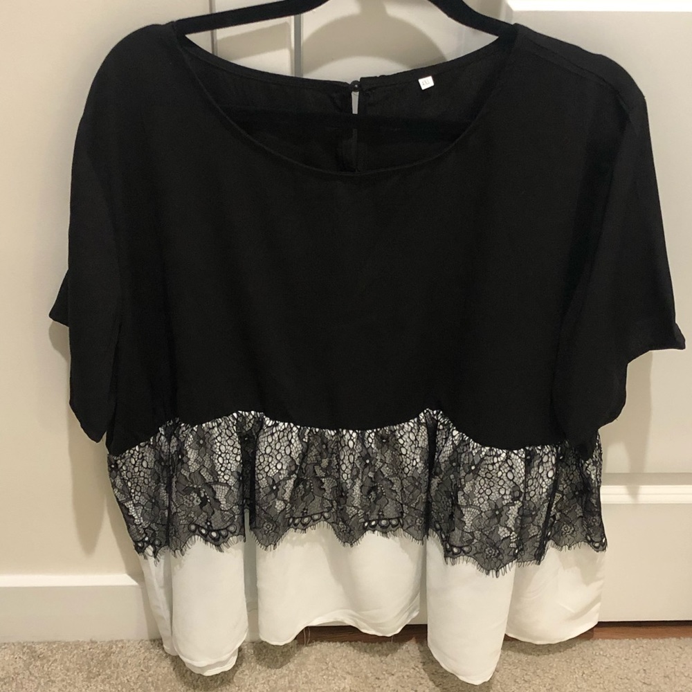 Shein black and white work casual shirt
